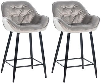 Clp Set De 2 Taburetes De Bar Gibson Gris Terciopelo
