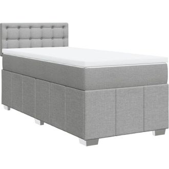 vidaXL Cama Box Spring Con Colch&oacute;n Tela Gris Claro 100x200 Cm Vidaxl