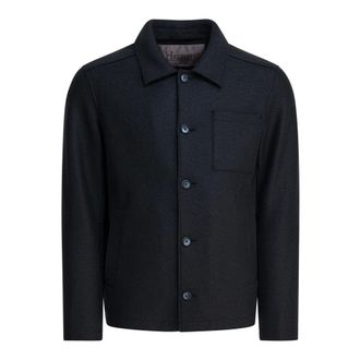 Herno Light Jackets, male, Blue, Size: S Virgin Wool Jacket