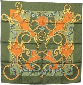Herm&egrave;s Pre-owned Scarves, female, Green, Size: ONE SIZE Pre-owned Silk Scarf