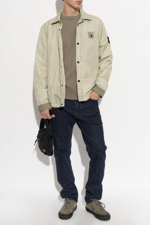 Stone Island Sweatshirt With A Patch On The Sleeve, Mens, Grey