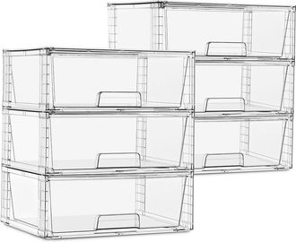 Sorbus 6-Pack Xl Stackable Plastic Pull-Out Drawer Organizer Bins