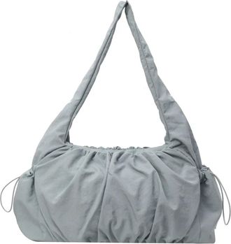 Generic Casual Sewing Thread Shoulder Bags for Women - Zipper Handbags with Soft Interior Compartment(Blue)