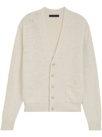 BOSS Beige Cardigan Sweater with Deep V-Neckline