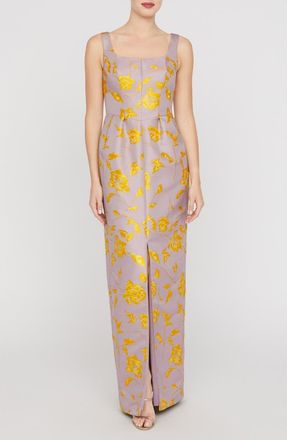 Kay Unger Indiana Floral Column Gown in Lilac Mist/Gold Honey at Nordstrom, Size 10