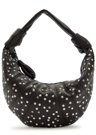 Christophe Lemaire Fortune Croissant Mini Studded Leather Shoulder bag - Chocolate - One Size