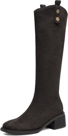 Generic Womens Block Heel Boots, Elegant Stretch Knee-High Boots, Comfortable Suede Knee-High Boots Autumn Winter Over-The-Knee Boots Plus Size Outdoor Shoes,