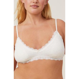 Cotton On Womens Organic Cotton Lace Triangle Padded Bralette in Butterscotch Marle at Nordstrom, Size X-Small