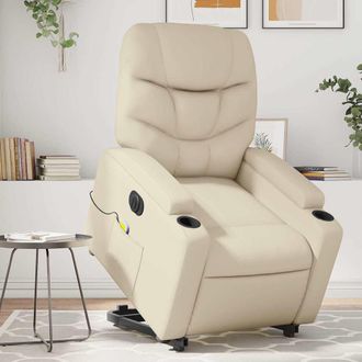 vidaXL Vidaxl - Sill&oacute;n De Masaje Elevable El&eacute;ctrico Cuero Sint&eacute;tico Crema