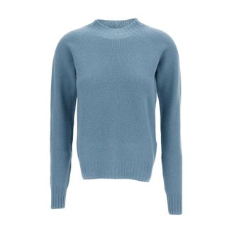 Drumohr L5W113Tl Trui met opstaande kraag - Dames - Ronde hals truien - Blauw - XS - Wol - Truien & Vesten