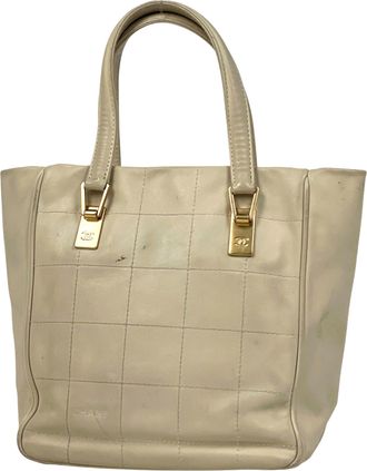 Chanel Ivory Leather Handbag Tote Bag (Pre-Owned)
