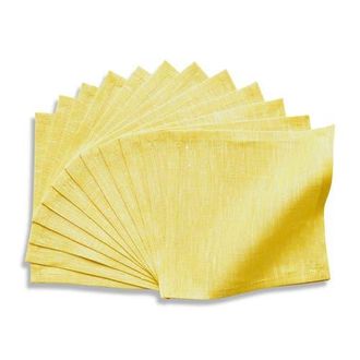Solino Home Linen Cocktail Napkins - Athena, 6 x 6 in Chambray Lemon Yellow at Nordstrom, Size Small