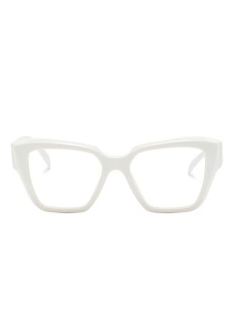 Prada logo-plaque square-frame glasses - unisex - Acetate - 51 - White