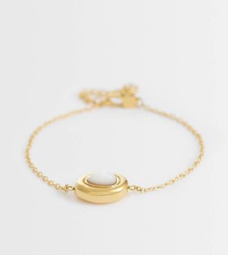 Abbott Lyon Bracciale effetto fuso con perle in acciaio inossidabile placcato oro 18k