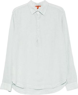 Barena Camicia Pavan S Telino - Heren - Casual Overhemden - Blauw - M - Linnen - Overhemden