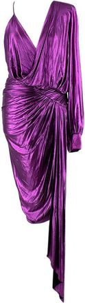 Alexandre Vauthier Metallic Fuchsia Draped Asymmetric Dress Size XS