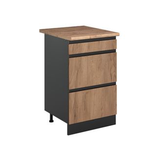 Vicco Mueble Bajo De Cocina R-line, Roble Dorado/antracita, 50 Cm Encimera Roble Dorado, Vicco