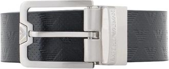 Emporio Armani Blauwe leren riem gemaakt in Itali&euml; - Heren - Riemen - Blauw - ONE Size - Accessoires