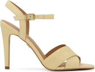 Kazar Heldergele leren sandalen - Dames - Sandalen met hakken - Geel - 40 EU - Leer - Schoenen