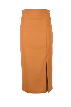 Patrizia Pepe Brown Tailored Polyester Pencil Skirt