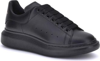 Alexander McQueen Mens Black Calf Leather Bos Taurus Platform Sneakers
