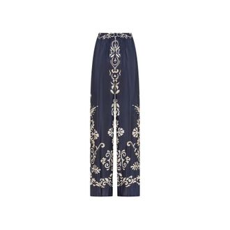 Seventy Pantalone stampato - female - Seventy - Wide Trousers - Blue - XS - Trousers