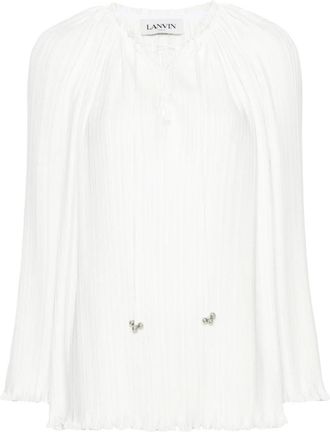 Lanvin Geplooide Blouse - Dames - Blouses - Wit - S - Polyester - Overhemden