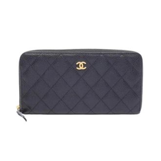 Chanel Pre-owned Long wallet (bi-fold) - Dames - Pre-owned - Zwart - Maat: ONE Size Leer