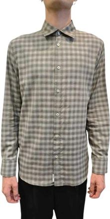 Baldessarini Ruitjeshemd - Heren - Casual Overhemden - Beige - M - Katoen - Overhemden