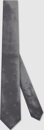 Gucci Double G Silk Jacquard Tie, Grey, Silk