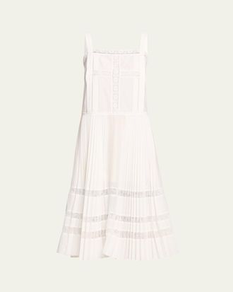 3.1 Phillip Lim Pleated Lace-Inset Midi Dress