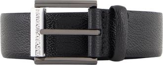 Emporio Armani Riem van getrommeld leer - Heren - Riemen - Zwart - 90 CM - Leer - Accessoires