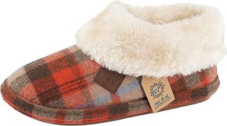 Jo & Joe LADIES CHILTERN FUR LINING FUR COLLAR LOW TOP WARM LINED WINTER BOOT SLIPPER BY JO AND JOE (Brn Tartan, 6 UK, numeric_6)