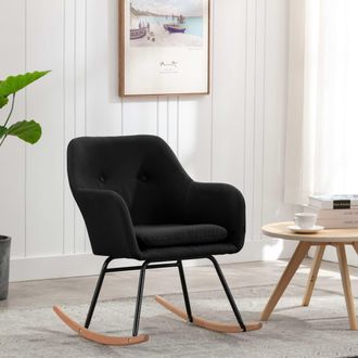 vidaXL Silla Mecedora De Tela Negra Vidaxl