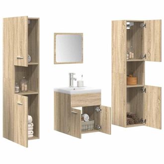Berkfield Home 5 Piece Bathroom Furniture Set Sonoma Oak Engineered Wood in Brown