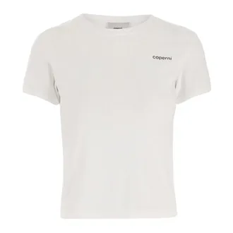 Coperni Cotton T-shirt Crew Neck Logo Detail - female - Coperni - T-Shirts - White - XS - Tops