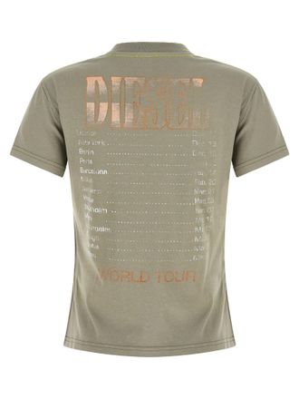 Diesel Crystal-Embellished Graphic T-Shirt - Olive