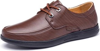 Generic Oxford Shoes for Men Lace Up Round Apron Toe Derby Shoes Cowhide Low Top Non Slip Block Heel Anti-Slip Party(Darkbrown,10.5 UK)