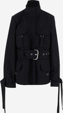 Off-white Black Adjustable Waist Belt Jacket