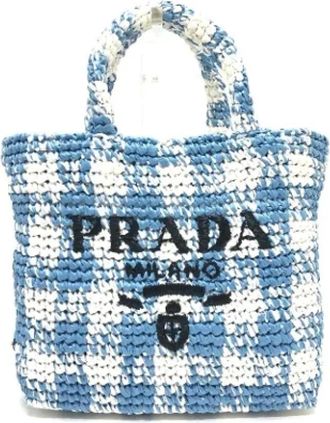 Prada Pre-owned Handbags, female, Blue, Size: ONE SIZE Pre-owned Raffia handbags