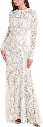 Oscar De La Renta Oscar De La Renta Gardenia Lace Open Back Silk-Lined Gown