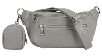 Samantha Look G&uuml;rteltasche SAMANTHA LOOK, Damen, Gr. B/H/T: 27cm x 16cm x 5cm onesize, grau, Leder, leicht gl&auml;nzend, unifarben, Taschen G&uuml;rteltasche, echt Leder, Ma