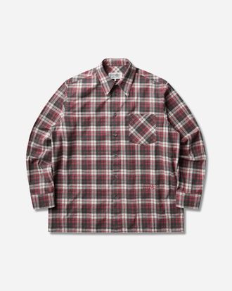 Maison Margiela Men s Logo Embroidery Shirt Red / Black / Off White
