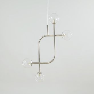 Maisons du monde L&aacute;mpara de techo de acero pulido con 4 pantallas transparentes