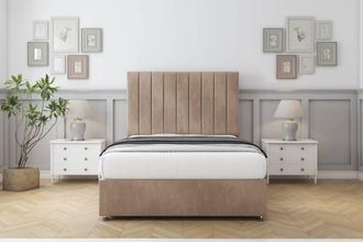 Comfort Beds Tokyo Naples Divan Base No Drawers - 26 Headboard in Light Brown | Size: Small Single