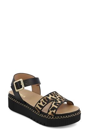 Mia Jaiden Ankle Strap Sandal in Leopard/Black at Nordstrom, Size 6.5