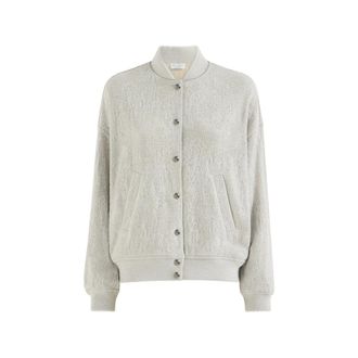 Brunello Cucinelli Lace Flowers Jersey Sweatshirt In Sparkling Virgin Wool And Cashmere With Monili