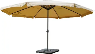 Hhg Hhg - Nunca Usado] Parasol Meran Pro, Sombrilla De Hosteler&iacute;a Con Cenefa &Oslash; 5m Poli&eacute;ster/aluminio 28kg, Crema Con Soporte