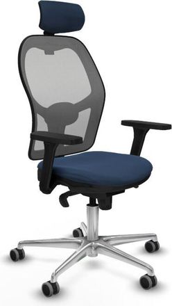 Piqueras y Crespo Jorquera Sincro Malla Gris Similpiel Azul Marino Brazos 3d Base Aluminio Cabecero 2d Ruedas 65mm Engomada