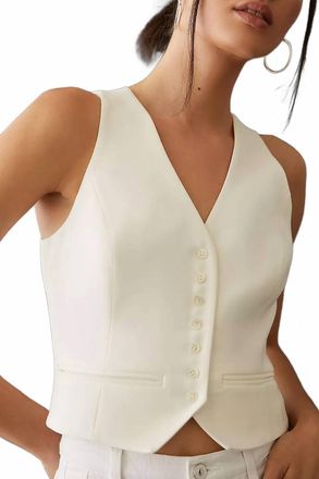 Favorite Daughter Slim Fit Low V-Neck Vest In Ivory